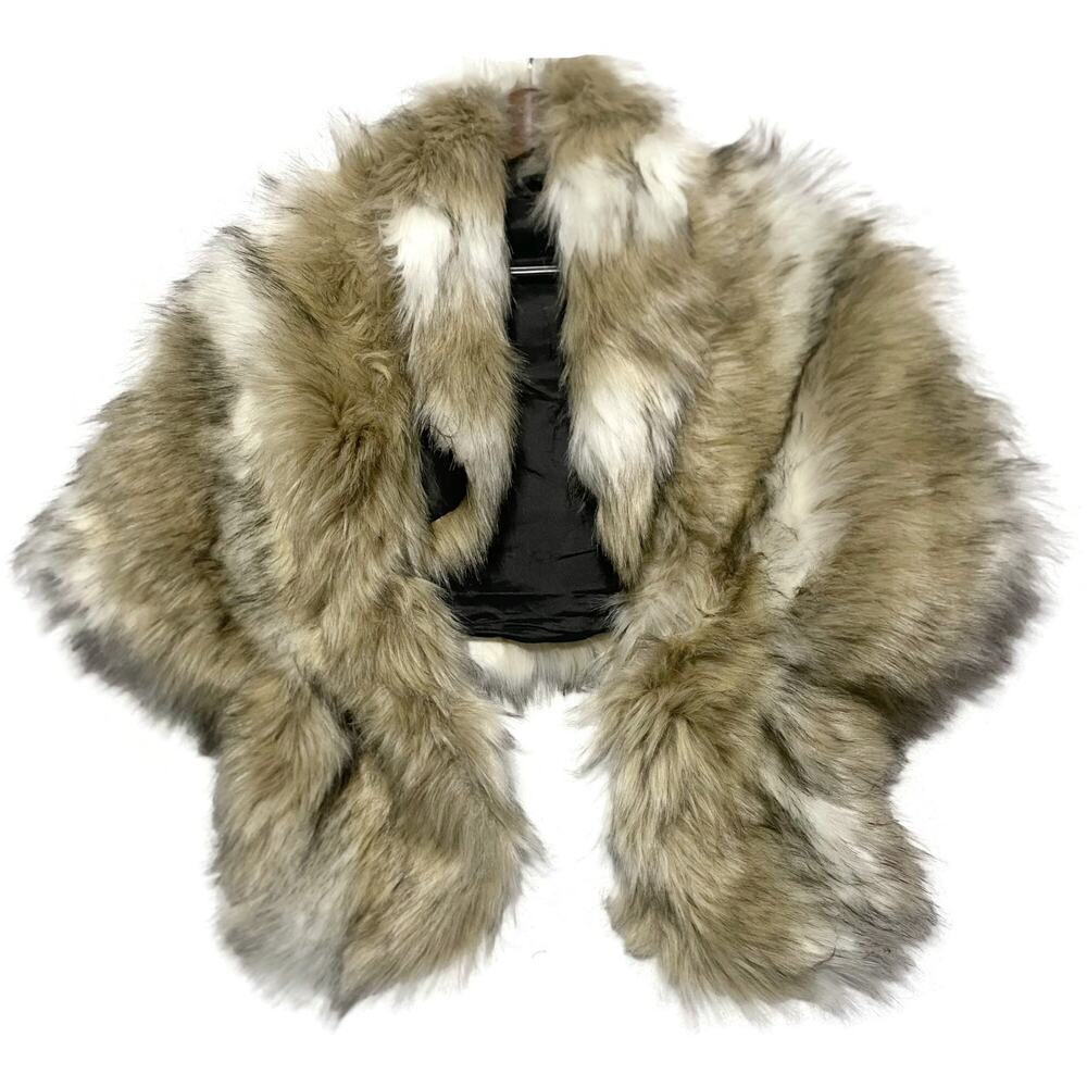 Caracilia Women Faux Fur Cape Shawl Wrap Large Multicolor Brown Wedding Bridal